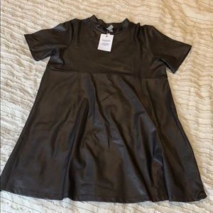ASOS faux leather baby doll/skater dress crew neck